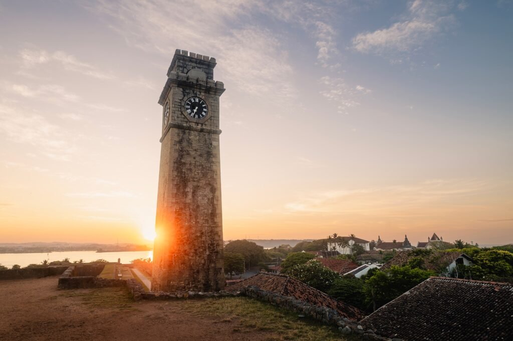 Clock tower in Galle at sunrise